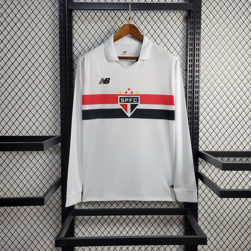 Camisa São Paulo Home 24/25 - New Balance Torcedor Manga Comprida