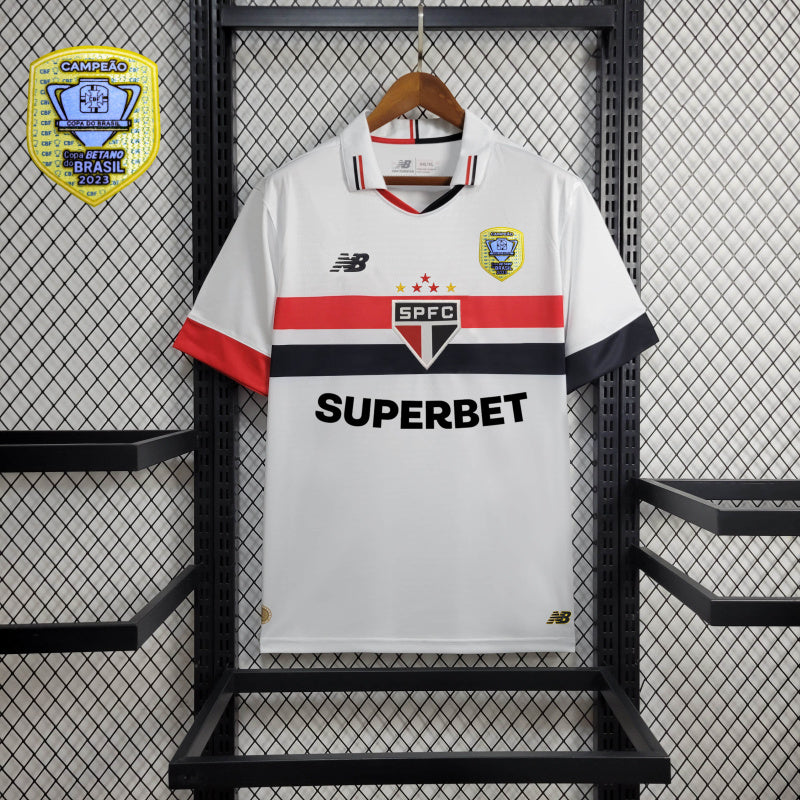 Camisa São Paulo Home Full Patrocínios + Patch 24/25 - Versão Torcedor